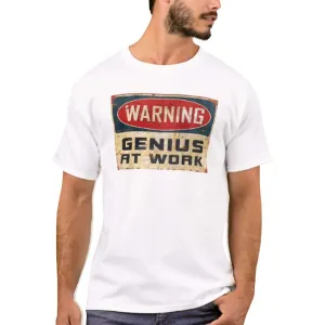 Nutcase Designer Round Neck Men's T-Shirt Wrinkle-Free Poly Cotton Tees - Warning Genius at Work