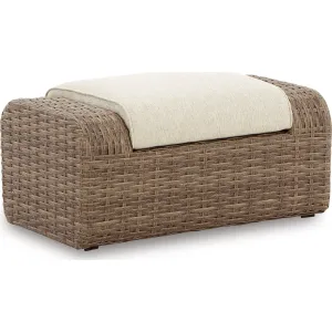 Outdoor Sandy Bloom Ottoman with Cushion