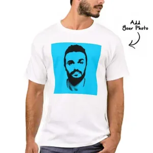 Personalized Mens T-Shirt Add Photo With Blue Effect