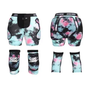 Pink Camo Ski Protective Shorts And Knee Pads Set