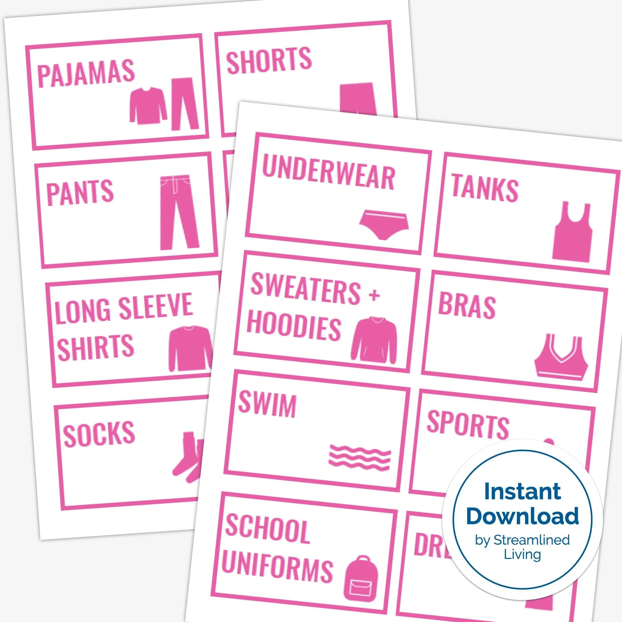 Pink Clothing Organizing Labels