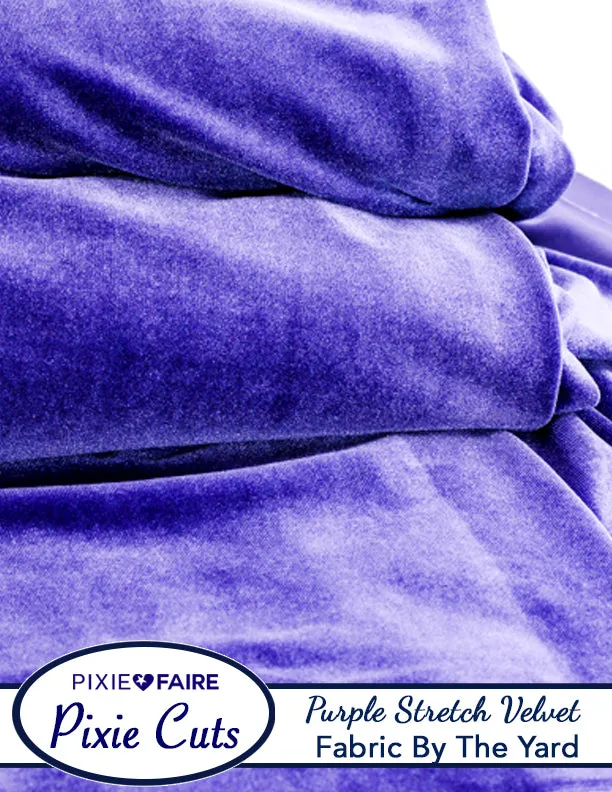 Pixie Cuts Fabric By The Yard - Stretch Velvet Purple 1/2 Yard