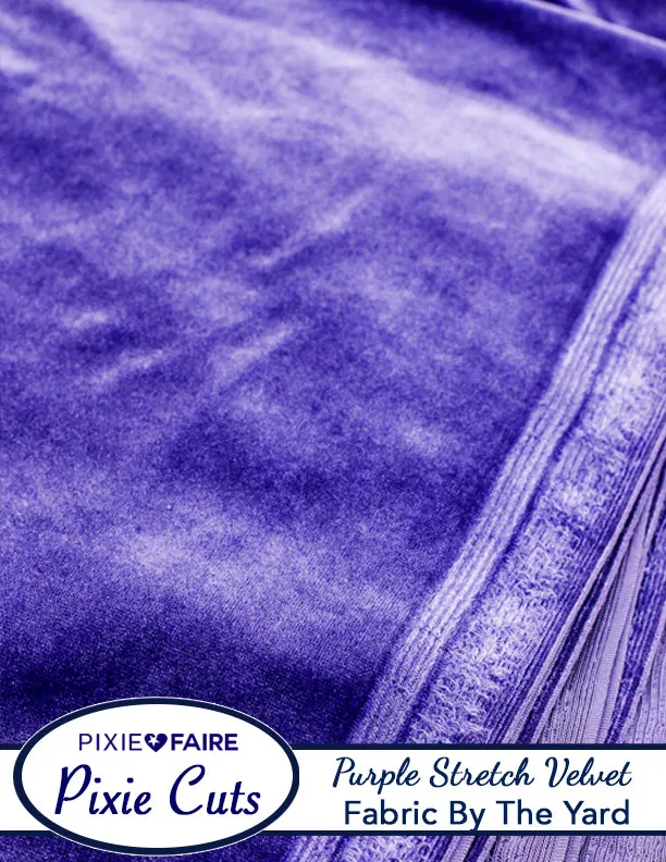 Pixie Cuts Fabric By The Yard - Stretch Velvet Purple 1/2 Yard