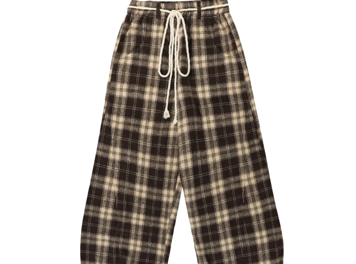 Plaid Flannel Wide Leg Pants