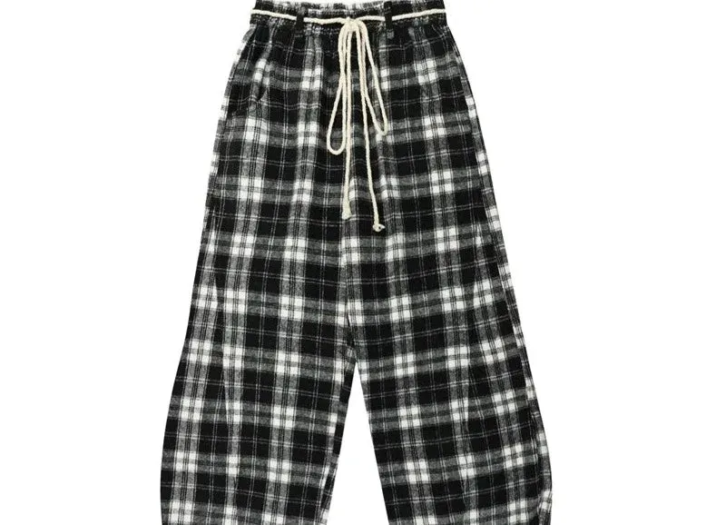 Plaid Flannel Wide Leg Pants