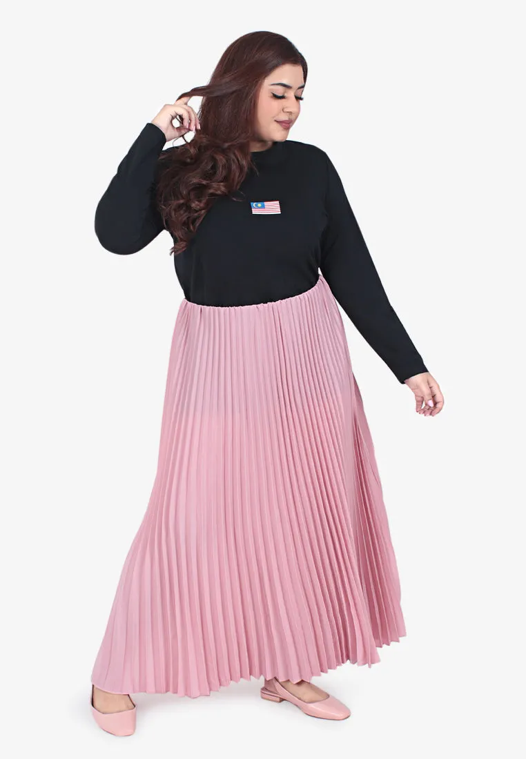 Posey Pretty Pleated Long Skirt - Soft Pink