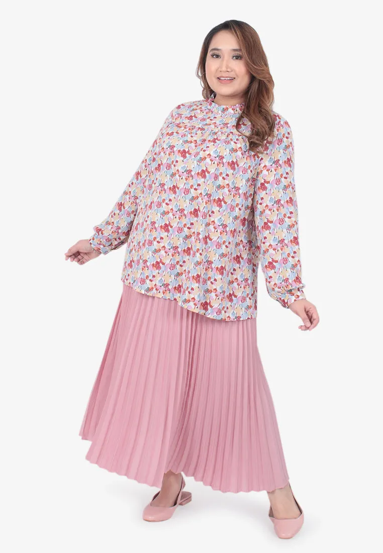 Posey Pretty Pleated Long Skirt - Soft Pink