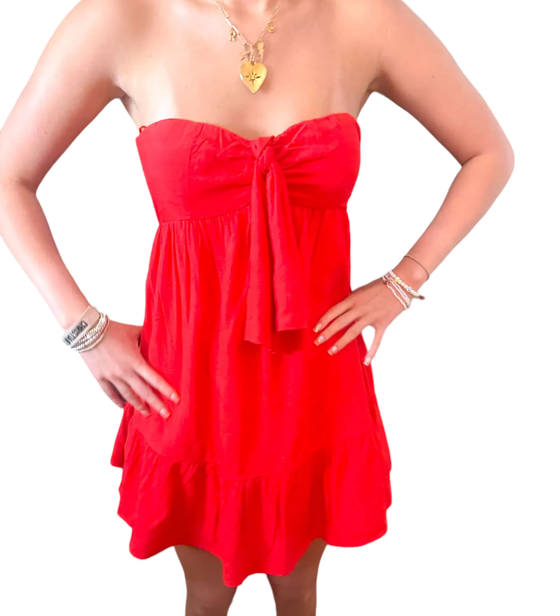 Red Hot Summer Strapless Dress