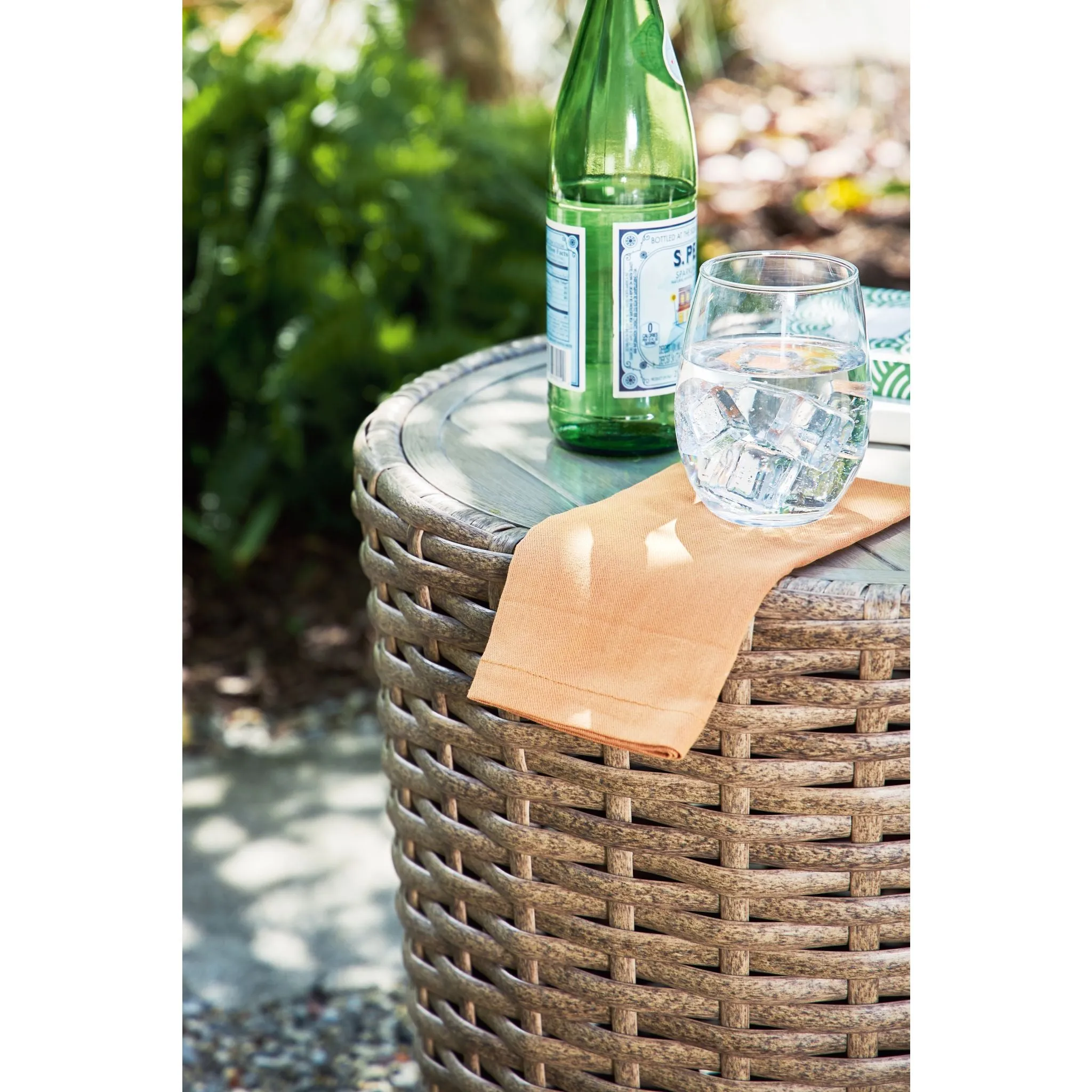 Sandy Bloom Outdoor End Table - Beige