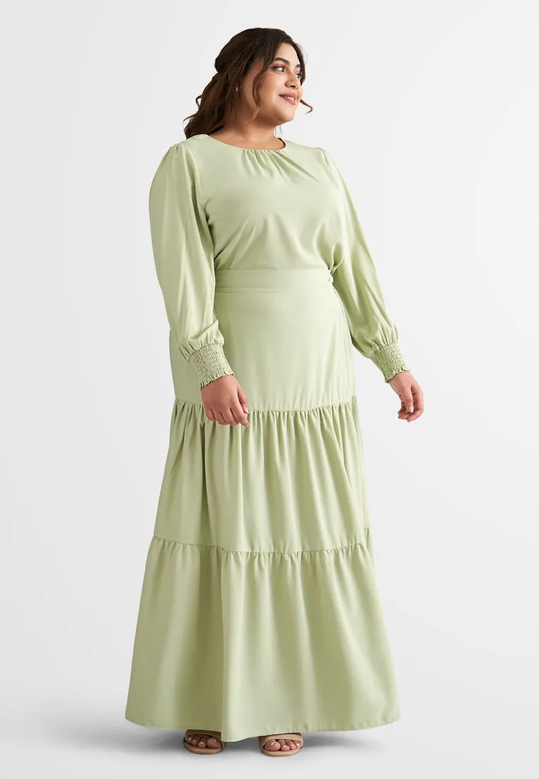 Sarah Puff Sleeve Smock Sleeve Blouse - Green