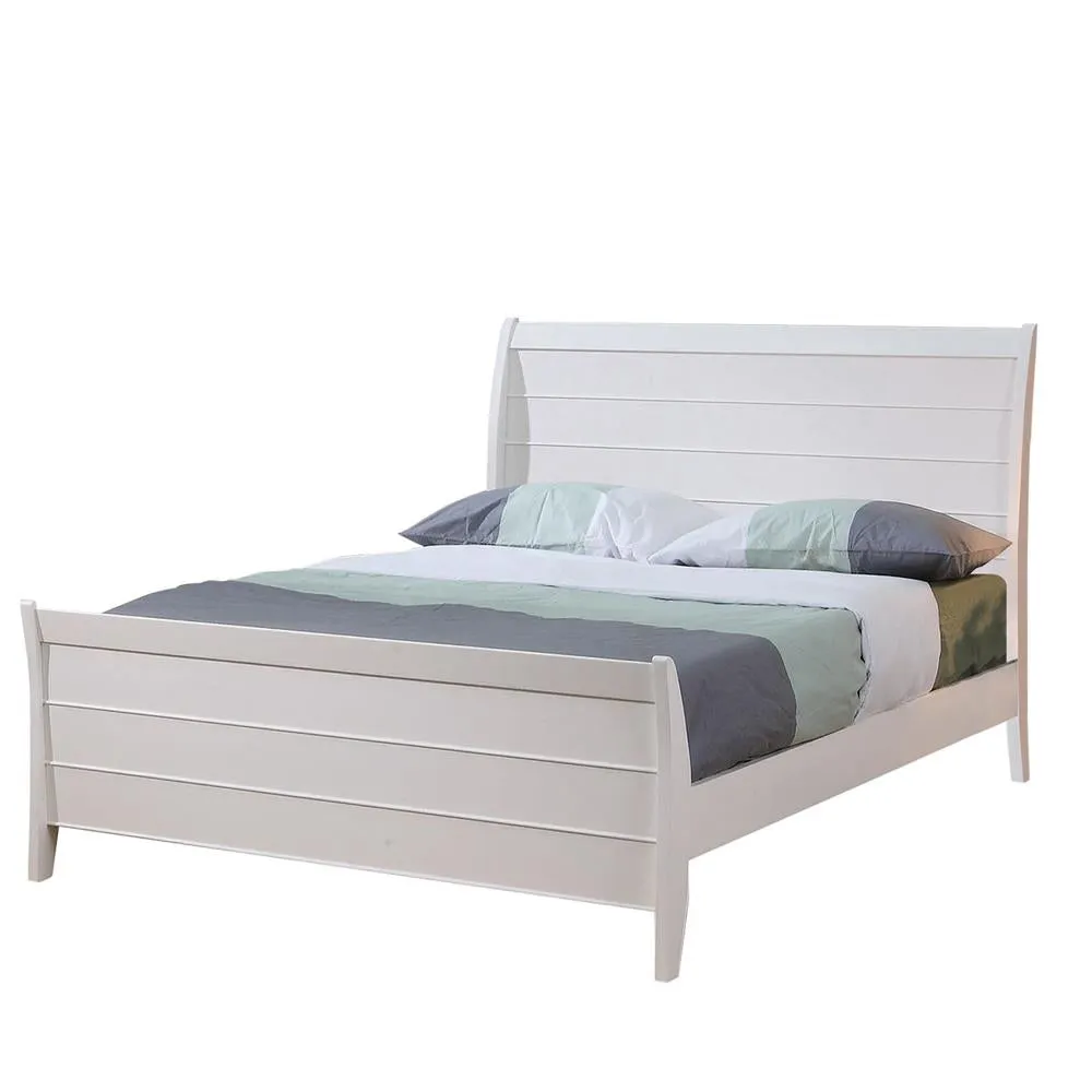 Selena Sleigh Platform Bed Cream White