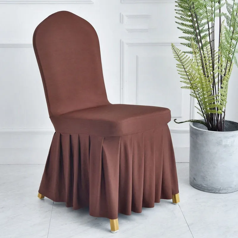 Stretchy  Elastic Dining Chair Cover Slipcovers with Skirt Furniture Protector Home Ceremony Banquet Wedding Party - Chair Skirts