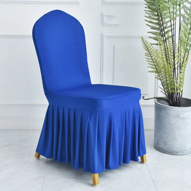 Stretchy  Elastic Dining Chair Cover Slipcovers with Skirt Furniture Protector Home Ceremony Banquet Wedding Party - Chair Skirts