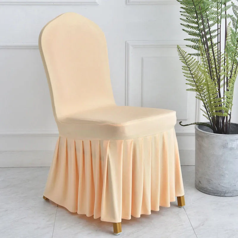 Stretchy  Elastic Dining Chair Cover Slipcovers with Skirt Furniture Protector Home Ceremony Banquet Wedding Party - Chair Skirts