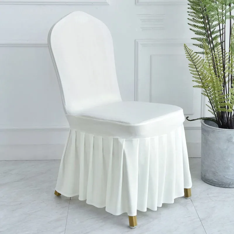 Stretchy  Elastic Dining Chair Cover Slipcovers with Skirt Furniture Protector Home Ceremony Banquet Wedding Party - Chair Skirts