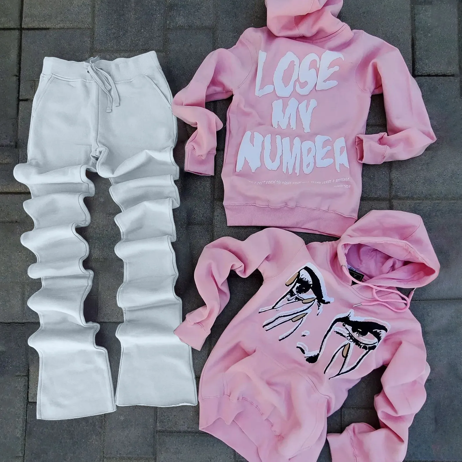 Stylish Casual Graphic Hoodie Set