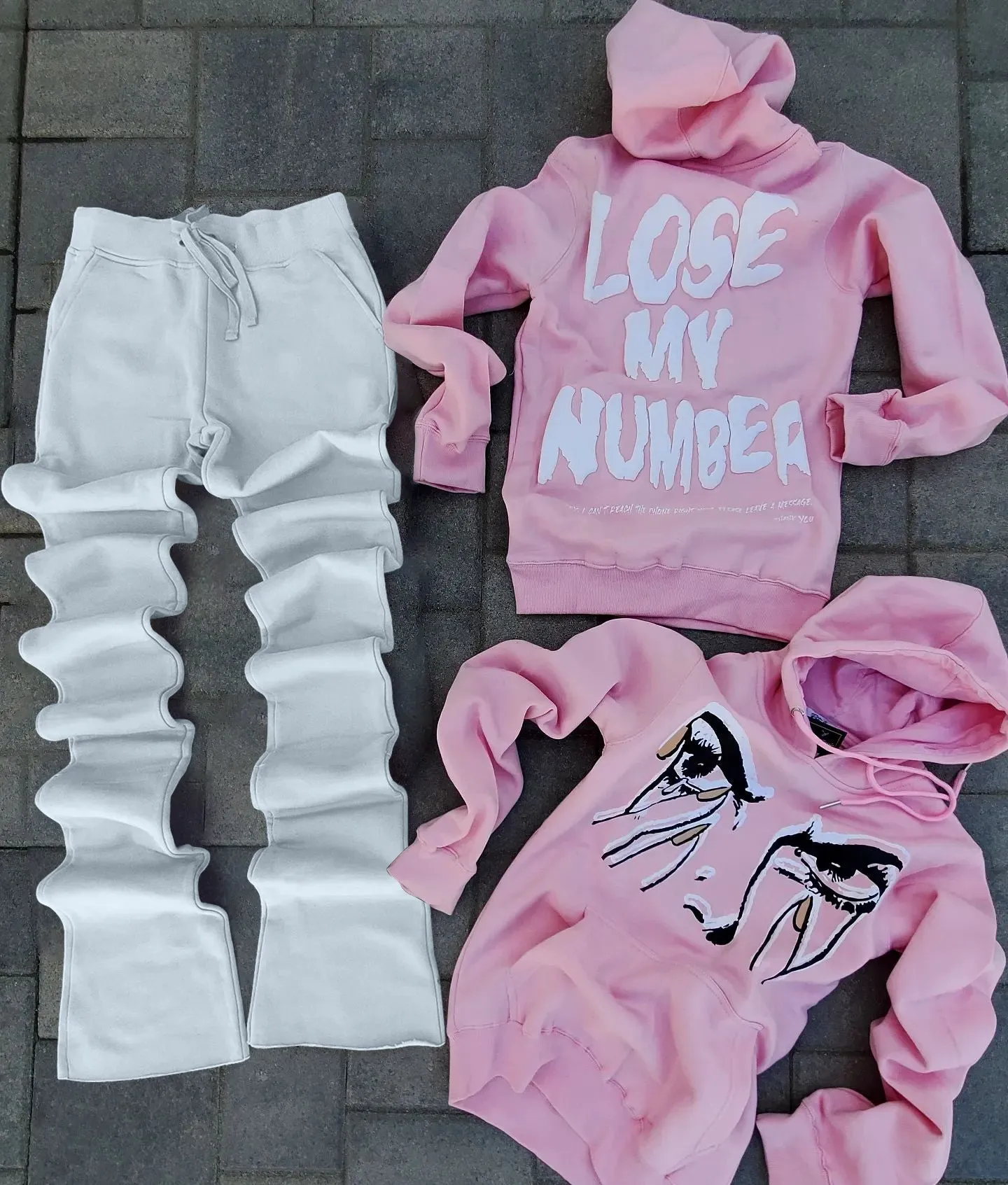 Stylish Casual Graphic Hoodie Set