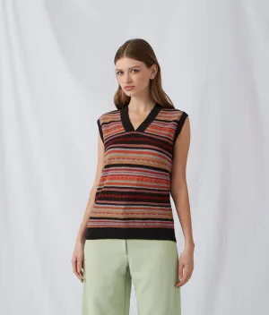 The Striped Links & Jacquard Scoop Neck Vest