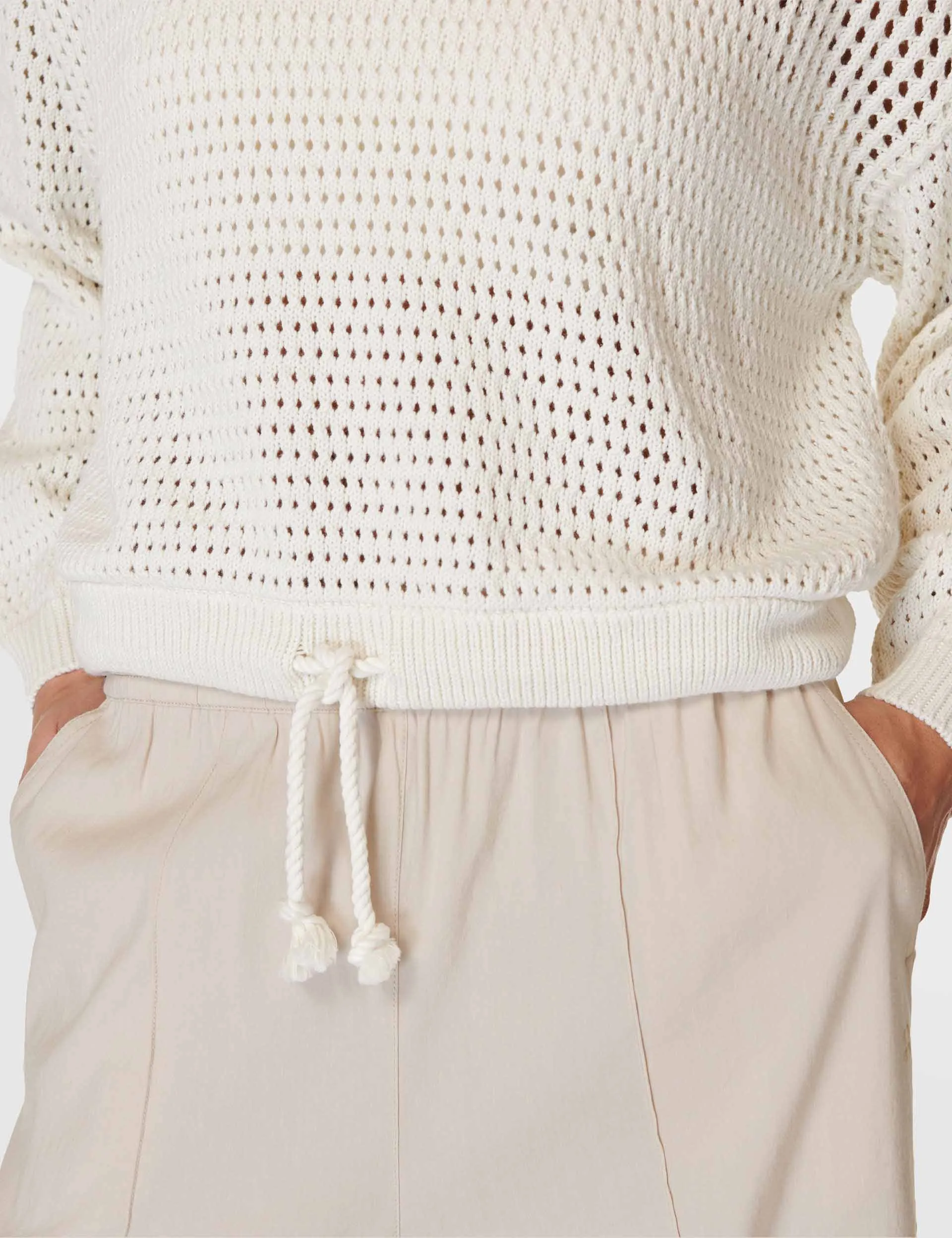 Tides High Open Weave Jumper - Lily White