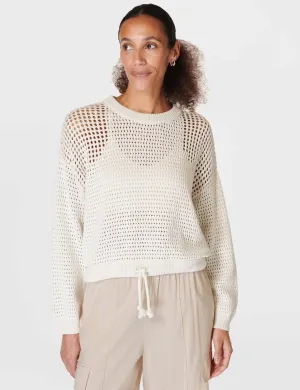 Tides High Open Weave Jumper - Lily White