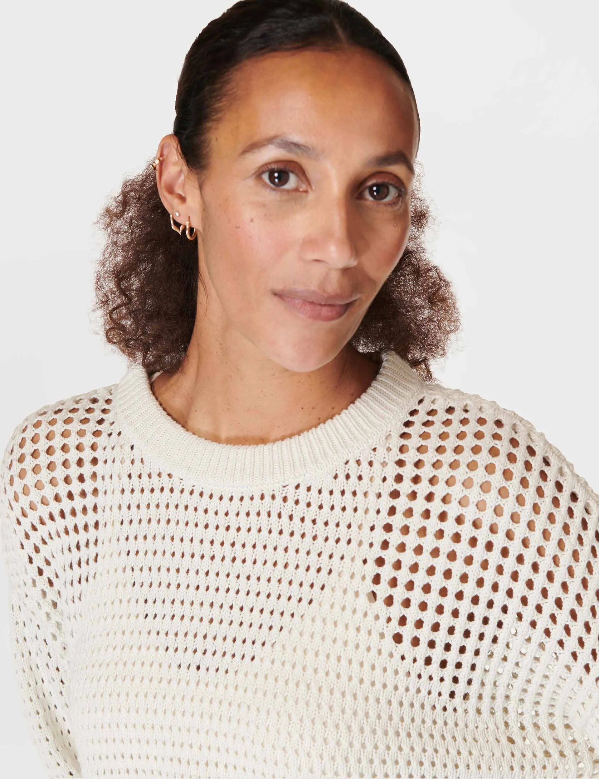 Tides High Open Weave Jumper - Lily White