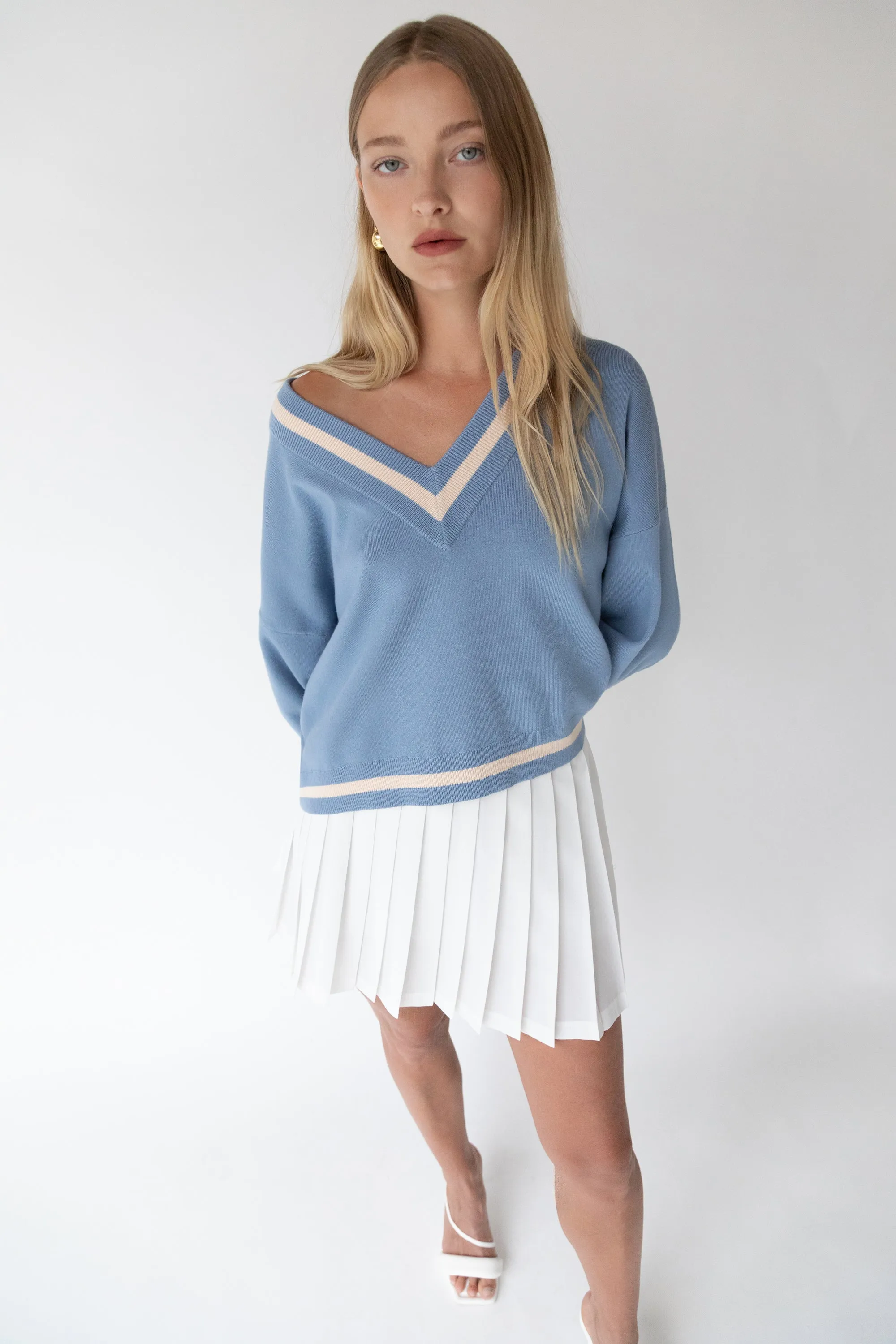 VARSITY V-NECK SWEATER