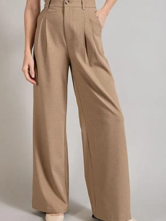 Wide Leg Style Pleated Pants