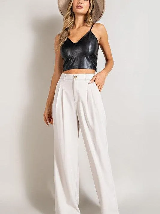 Wide Leg Style Pleated Pants