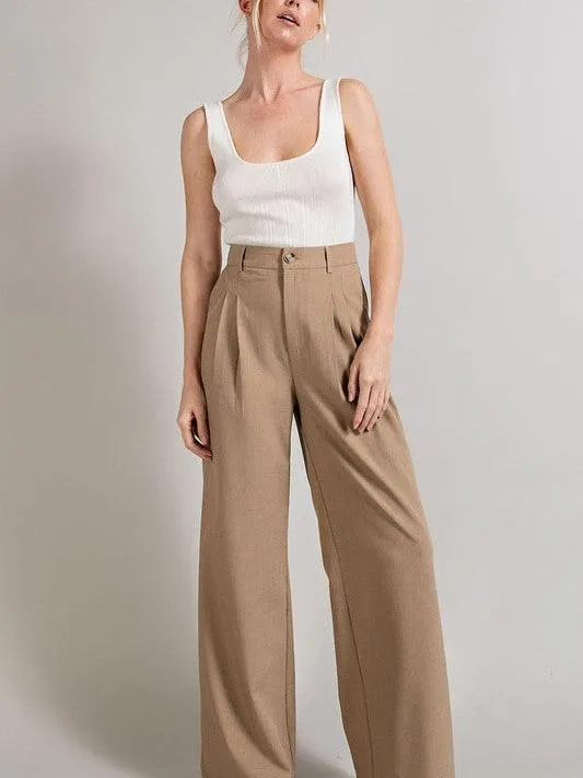 Wide Leg Style Pleated Pants