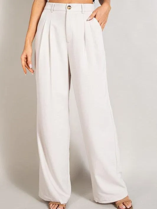 Wide Leg Style Pleated Pants