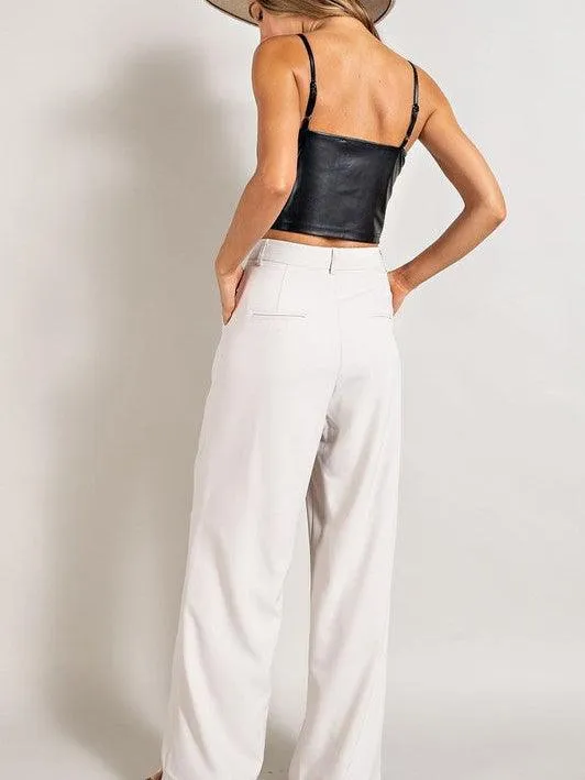 Wide Leg Style Pleated Pants