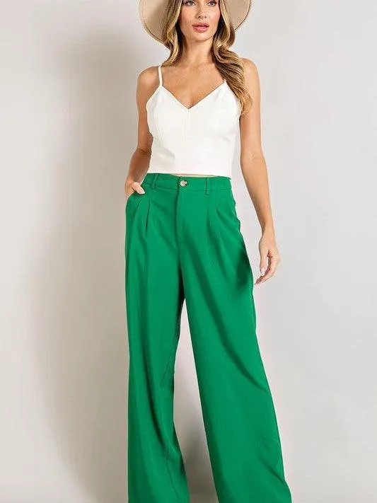 Wide Leg Style Pleated Pants