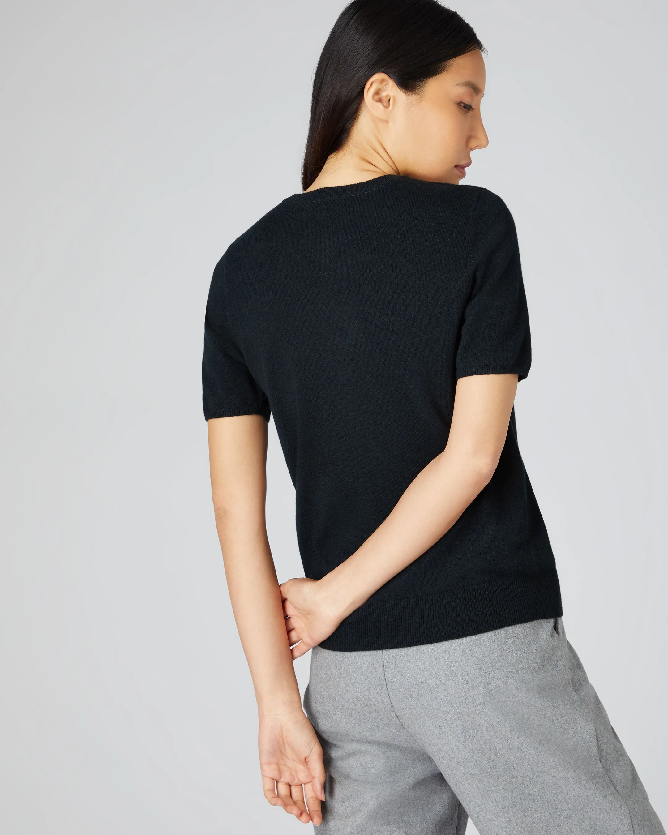 Women's Milly Classic Cashmere T-Shirt Black