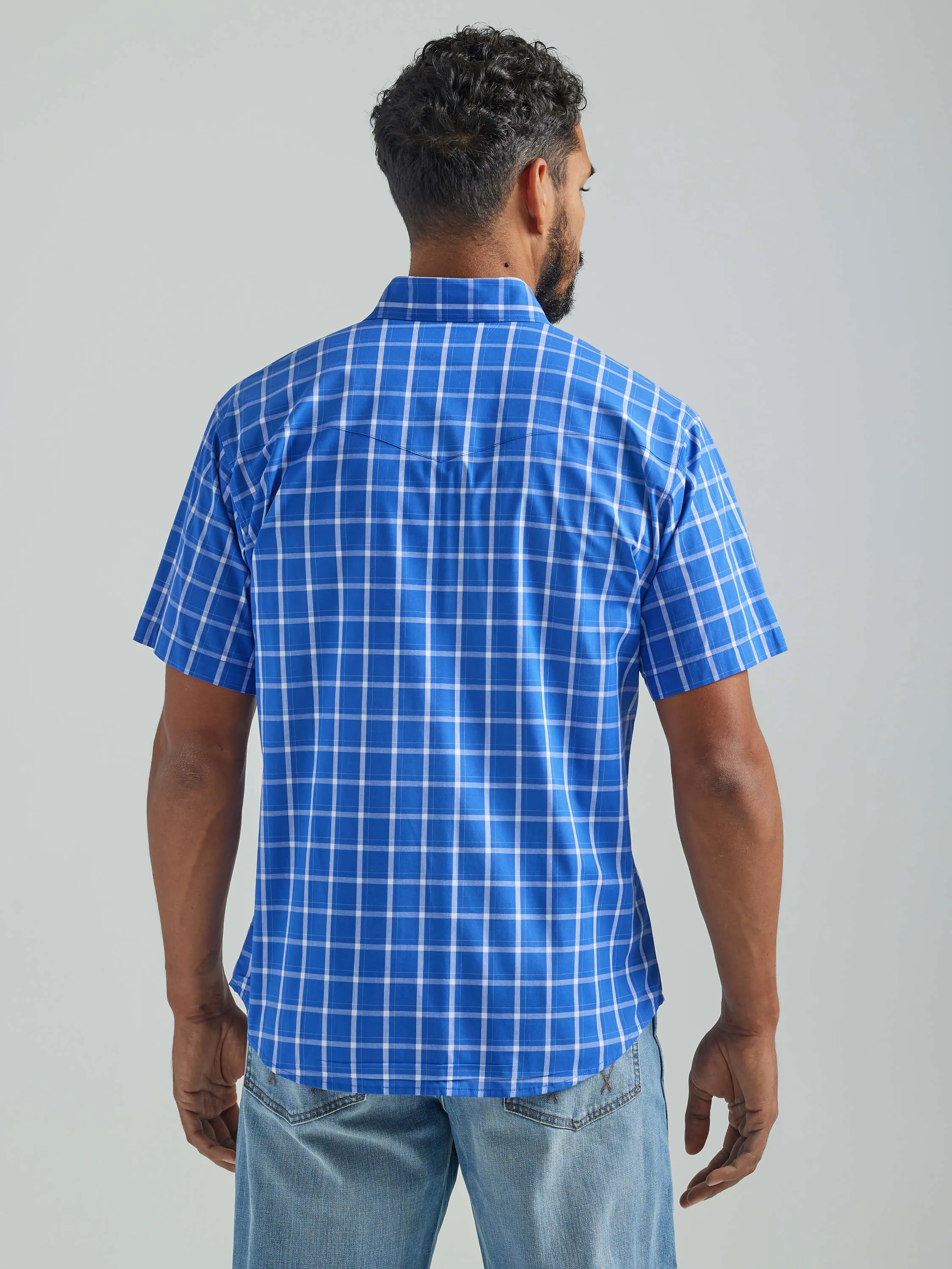 Wrangler | Wrinkle Resist Cool Blue Plaid SS Shirt