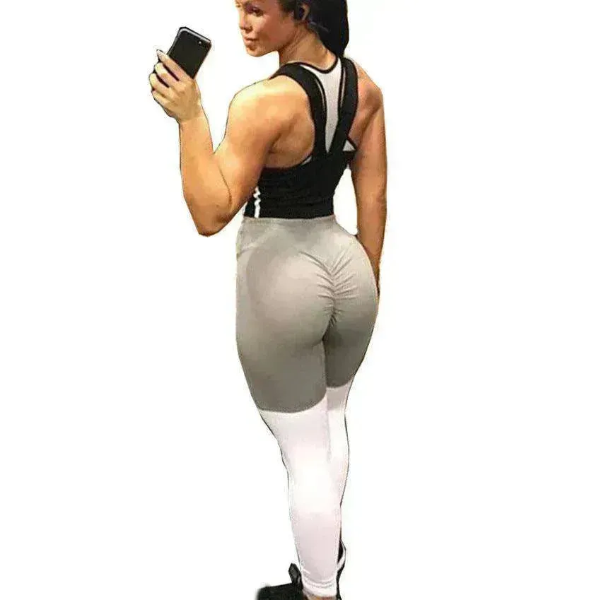 Yoga pants: High-elastic, contrast stitch, slim fit.